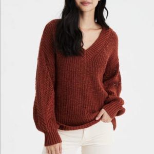 AE Pointelle V-neck Oversized Sweater